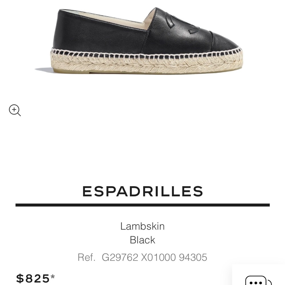 Chanel black lamb skin espadrilles 36